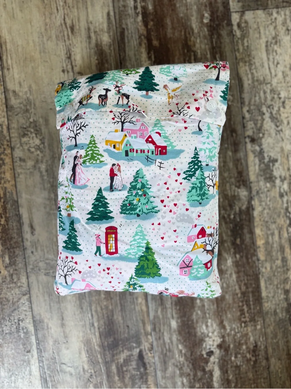 Cath Kidston london Shine Bright Christmas Village cotton twin sheet set